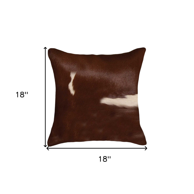 Set of Two 18" Brown And White Cowhide Throw Pillows - Home Decor
