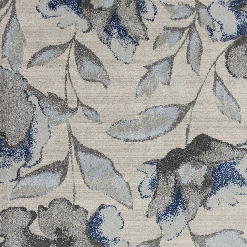 5' X 8' Ivory Blue And Gray Floral Vines Area Rug - Home Decor