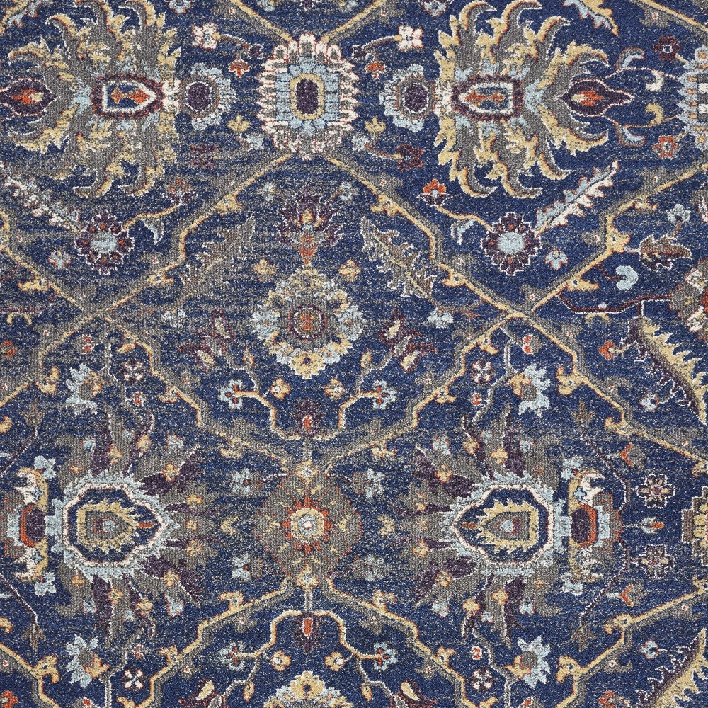 3' X 5' Royal Blue Gold And Gray Medallion Area Rug - Home & Garden