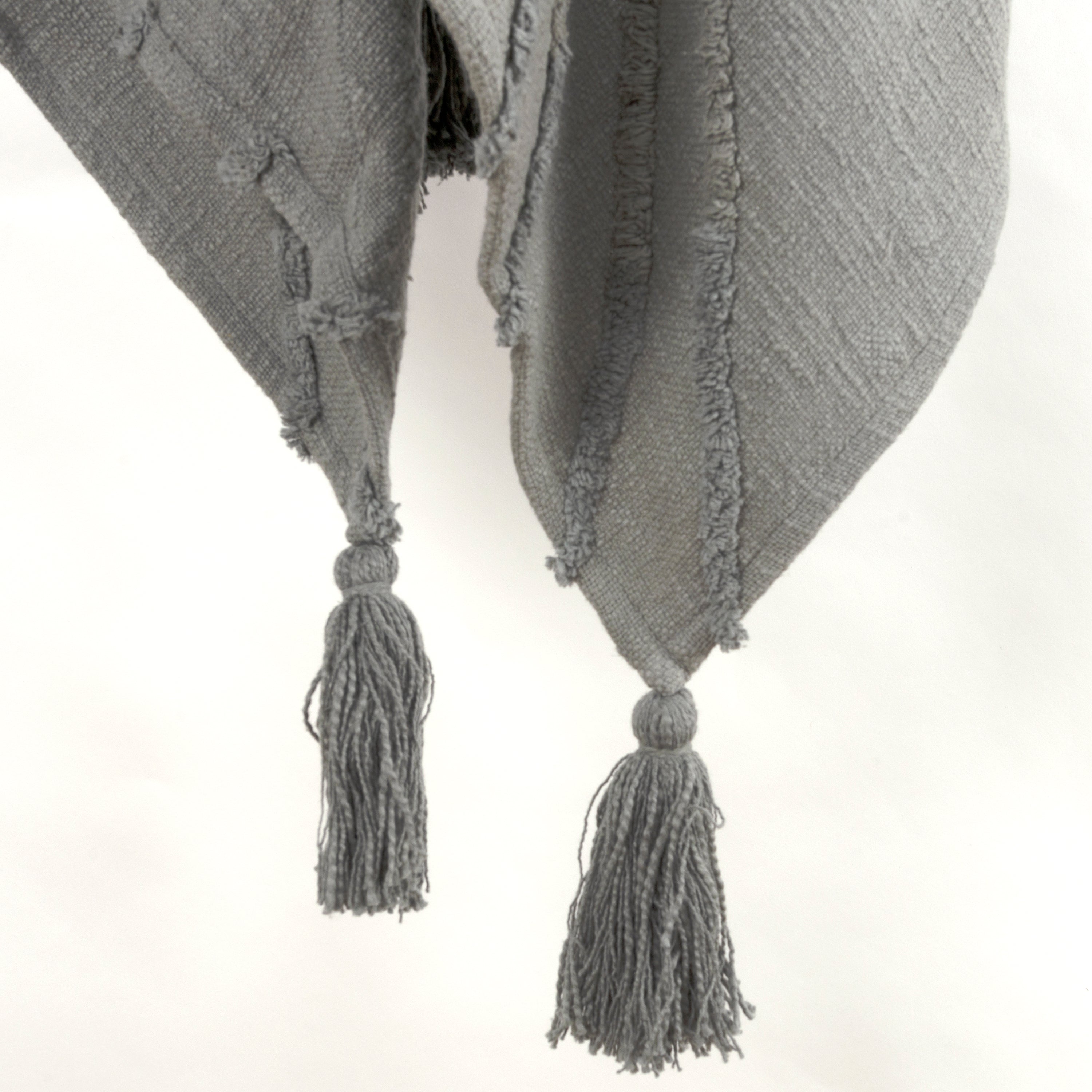 50" X 60" Gray Cotton Woven Geometric Throw Blanket with Tassels - Home & Garden