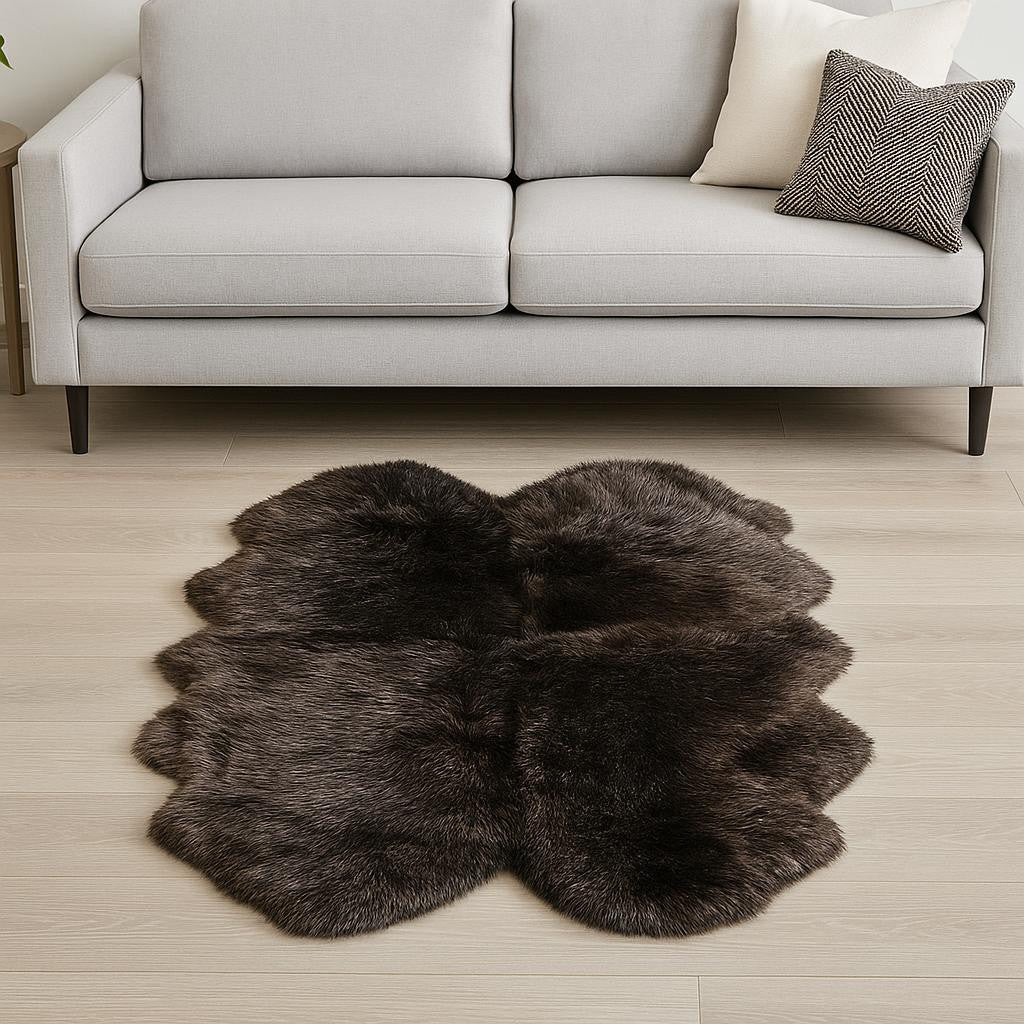 4' X 6' Chocolate Genuine Sheepskin Area Rug - Home Decor