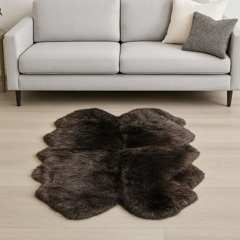 4' X 6' Chocolate Genuine Sheepskin Area Rug - Home Decor