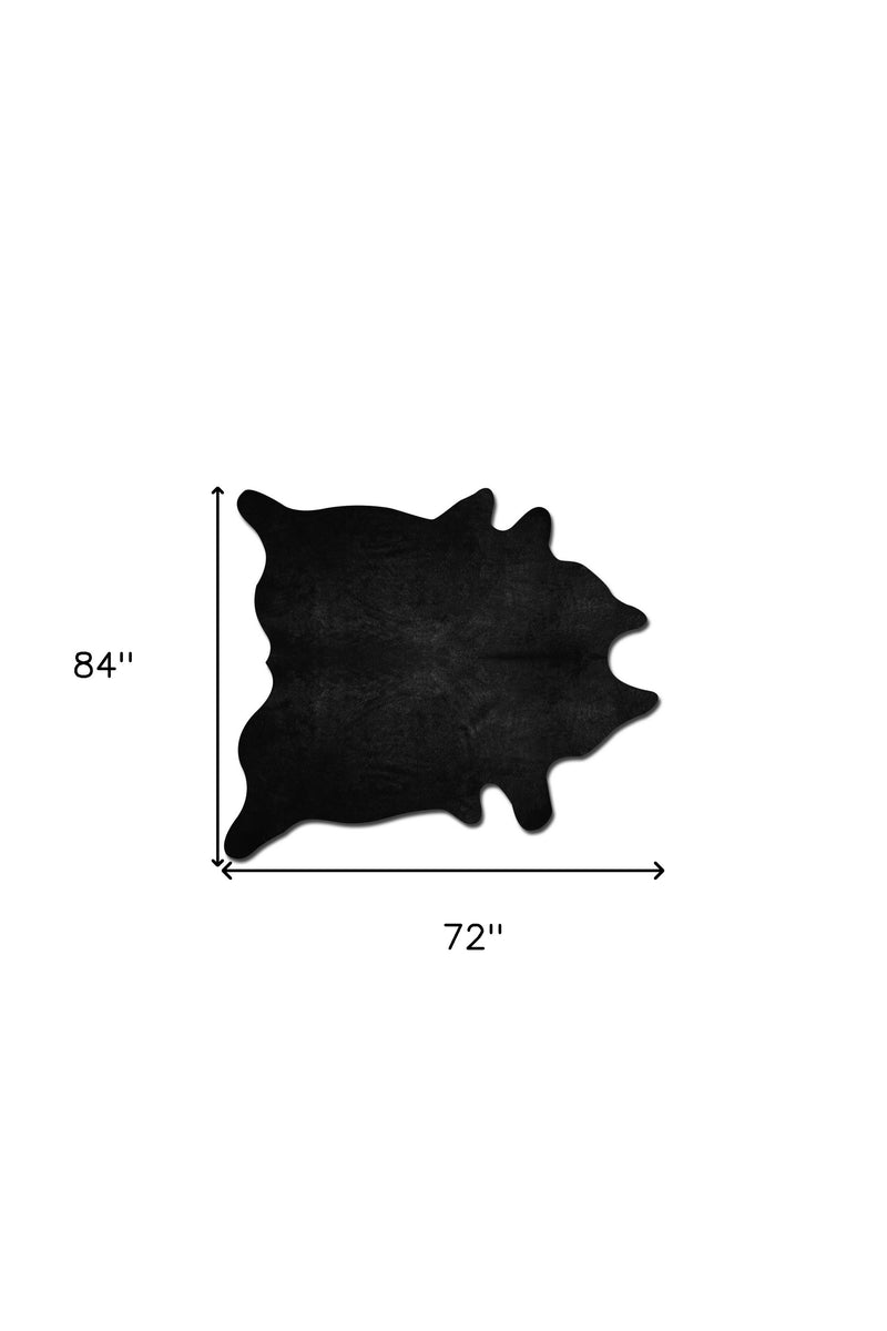 6' X 7' Black Cowhide Area Rug - Home Decor