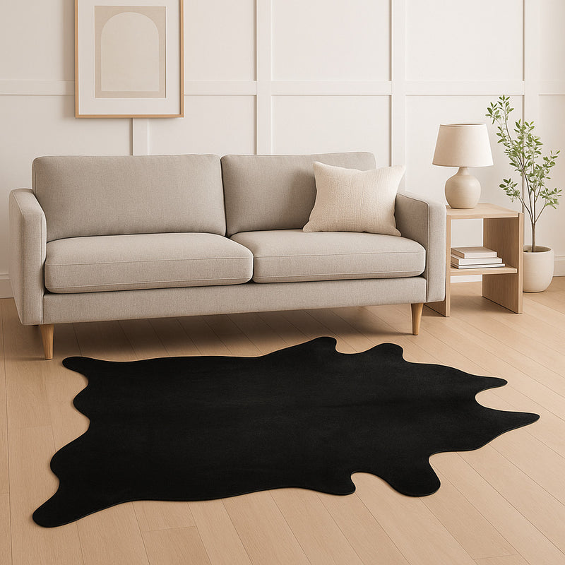 6' X 7' Black Cowhide Area Rug - Home Decor