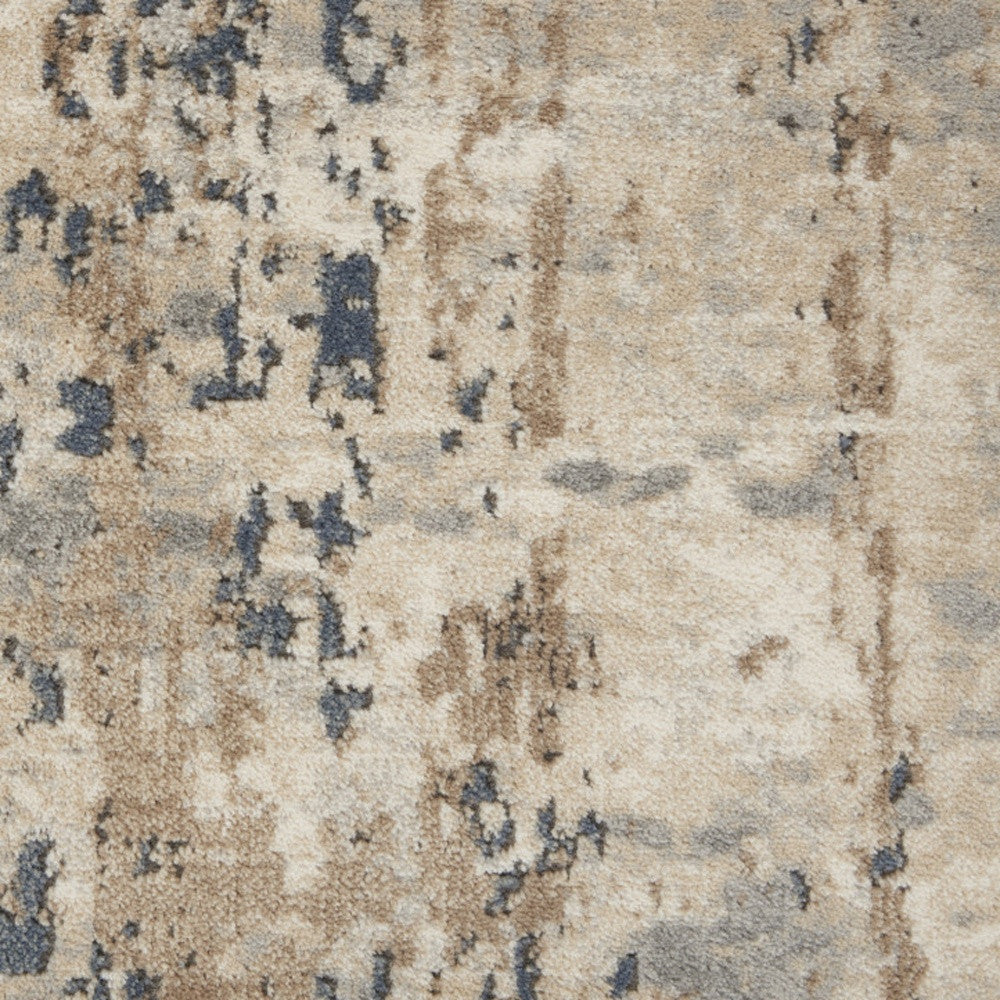 12' Beige And Gray Abstract Runner Rug - Home & Garden