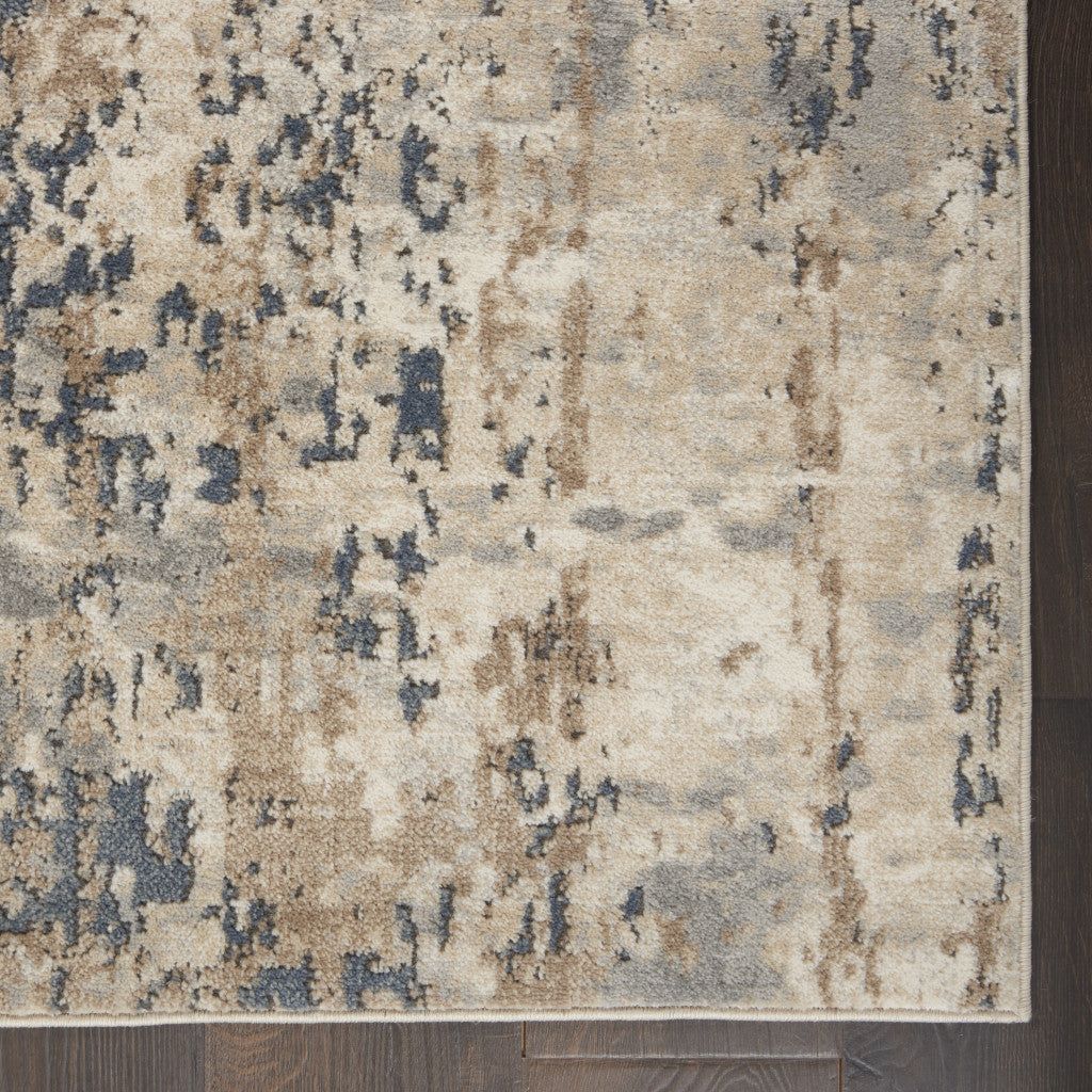 12' Beige And Gray Abstract Runner Rug - Home & Garden