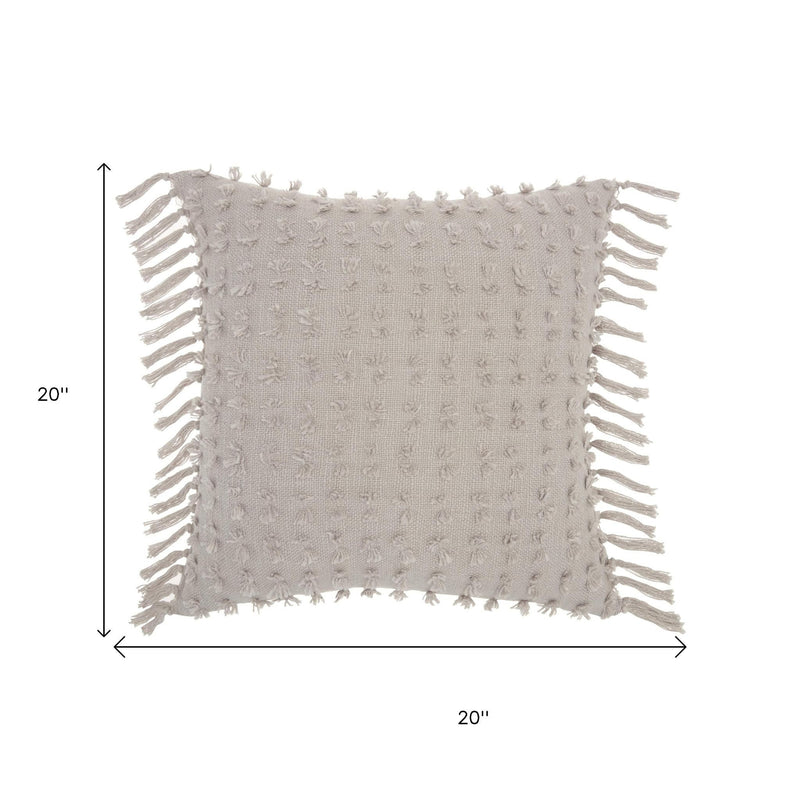 Tassel Detailed Gray Throw Pillow - Home Decor