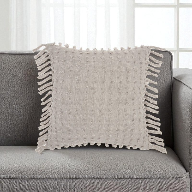 Tassel Detailed Gray Throw Pillow - Home Decor
