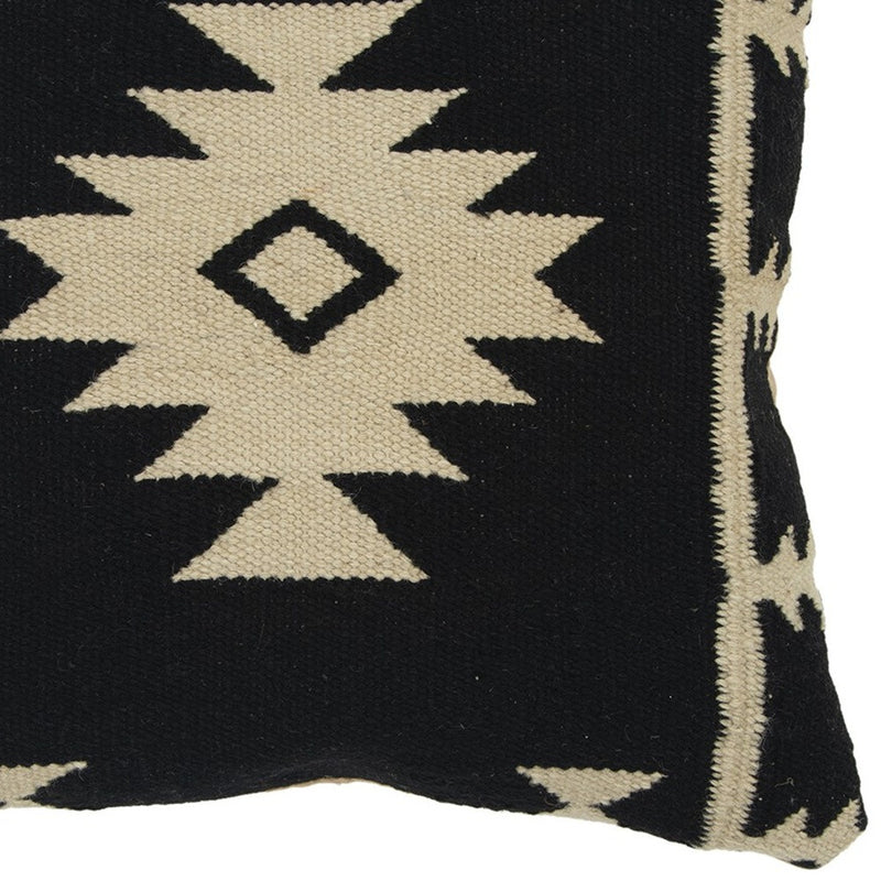 18" Black And Natural Southwestern Throw Pillow with Texture - Home Decor