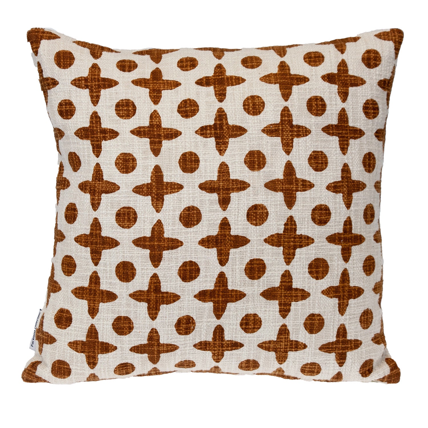 18" Beige and Brown Geometric Cotton Throw Pillow - Home & Garden