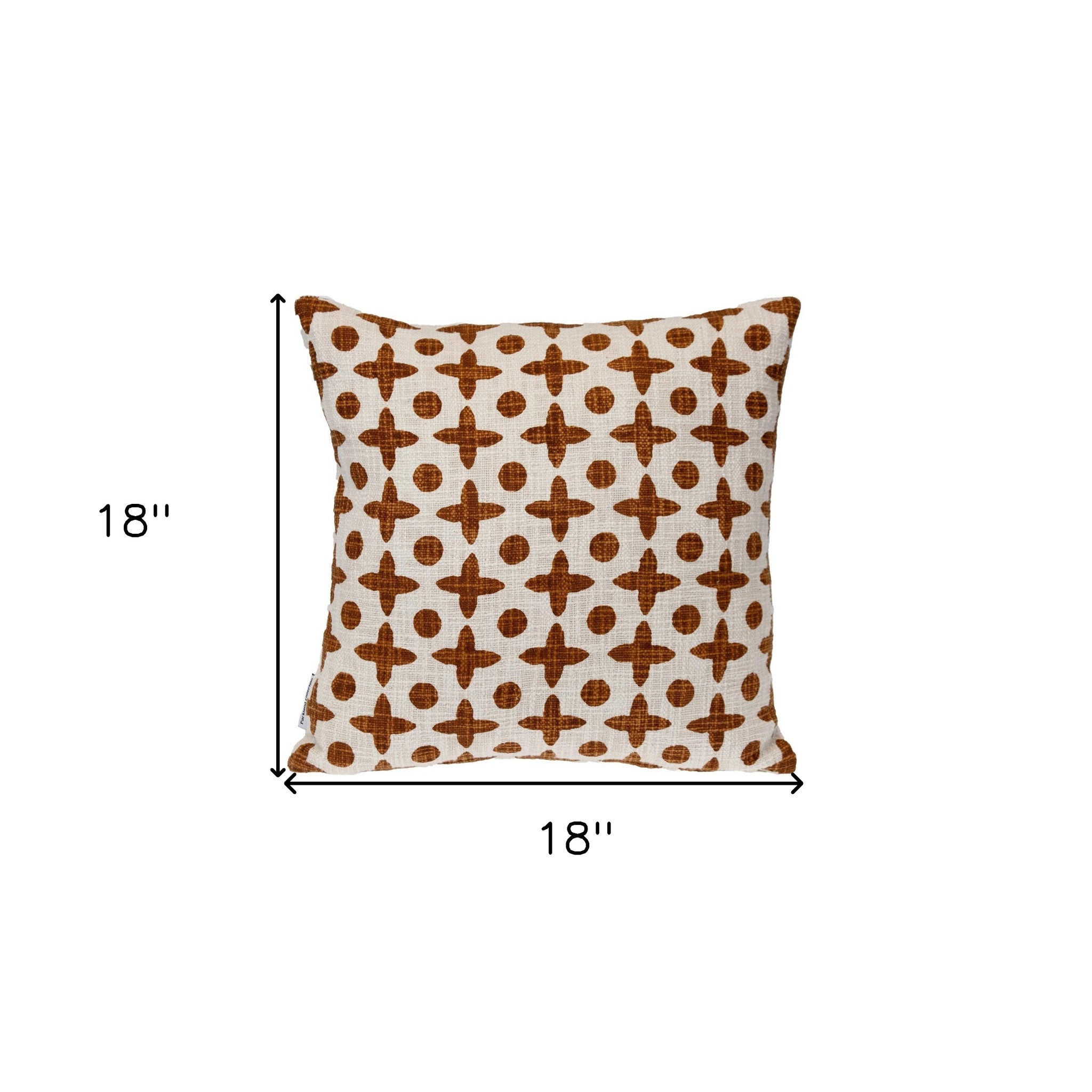18" Beige and Brown Geometric Cotton Throw Pillow - Home & Garden