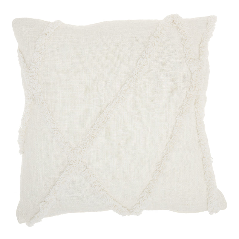 Boho Chic White Textured Lines Throw Pillow - Home Decor