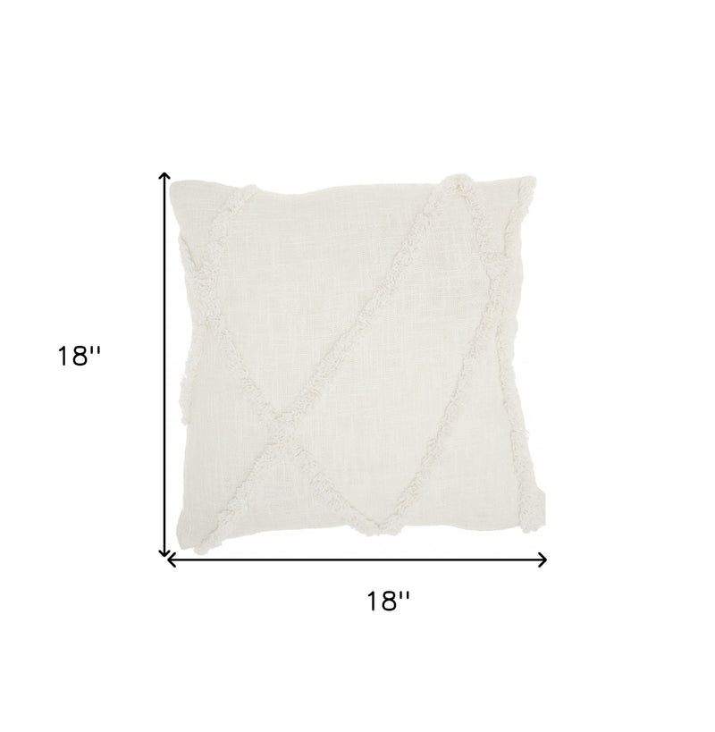 Boho Chic White Textured Lines Throw Pillow - Home Decor