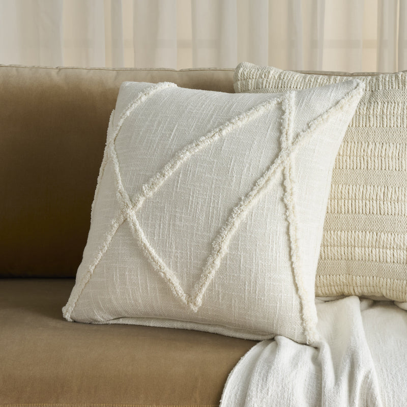Boho Chic White Textured Lines Throw Pillow - Home Decor