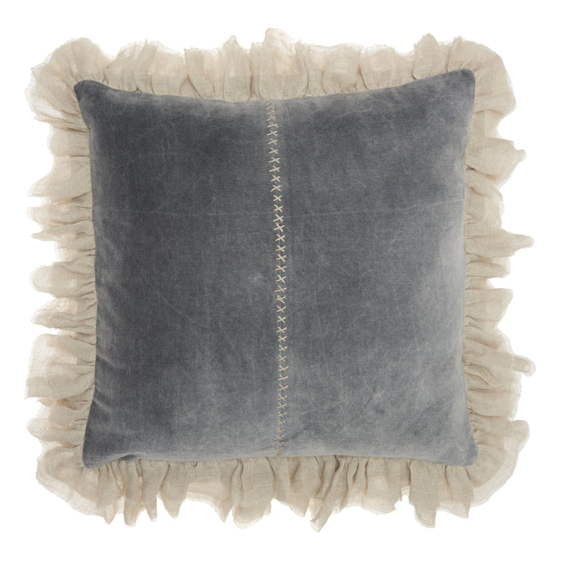 Wide Tasseled Marble Steel Blue Throw Pillow - Home Decor