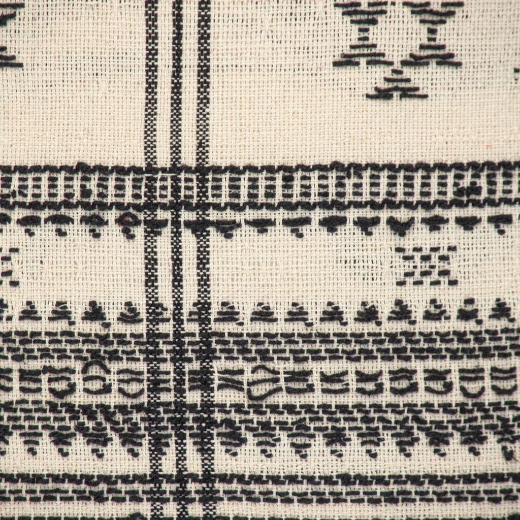 18" Beige and Black Southwestern Cotton Throw Pillow With Tassels - Home & Garden