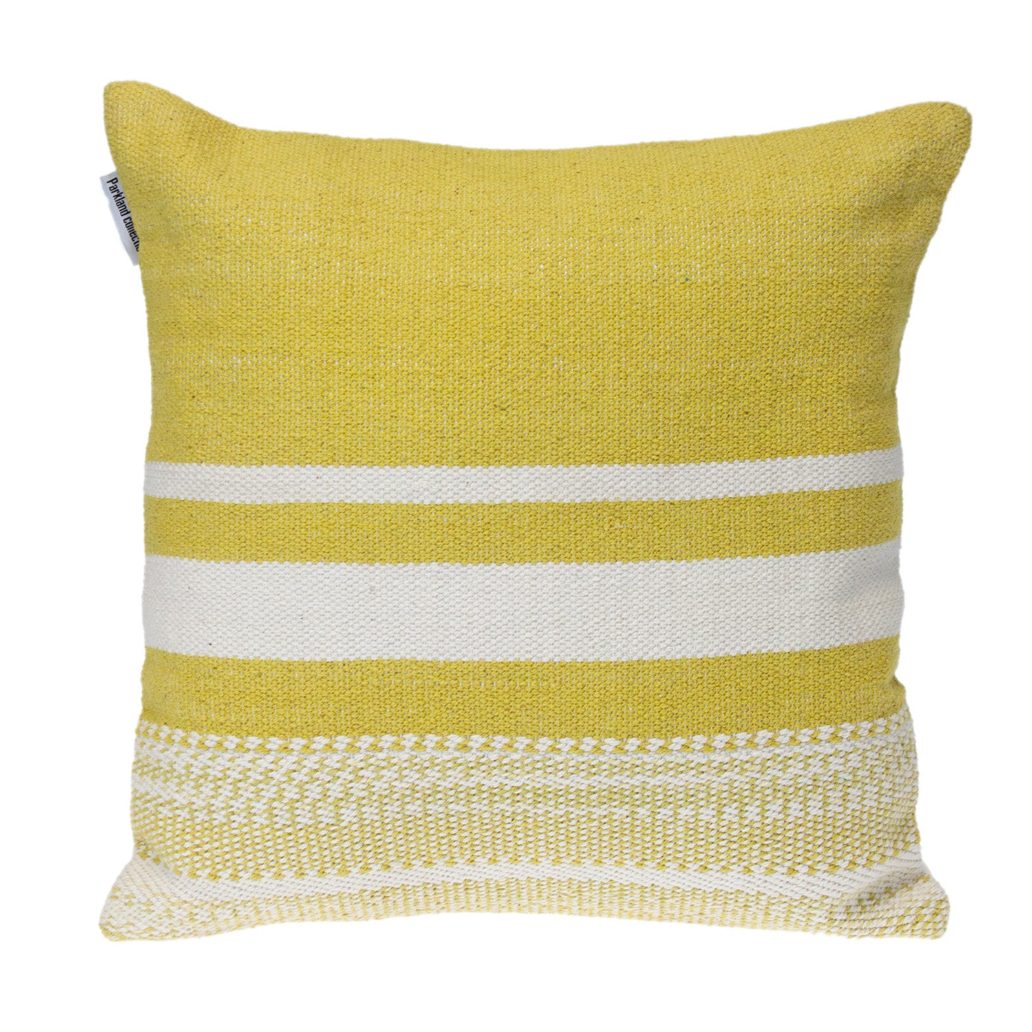 18" Yellow And White Striped Cotton Throw Pillow - Home & Garden