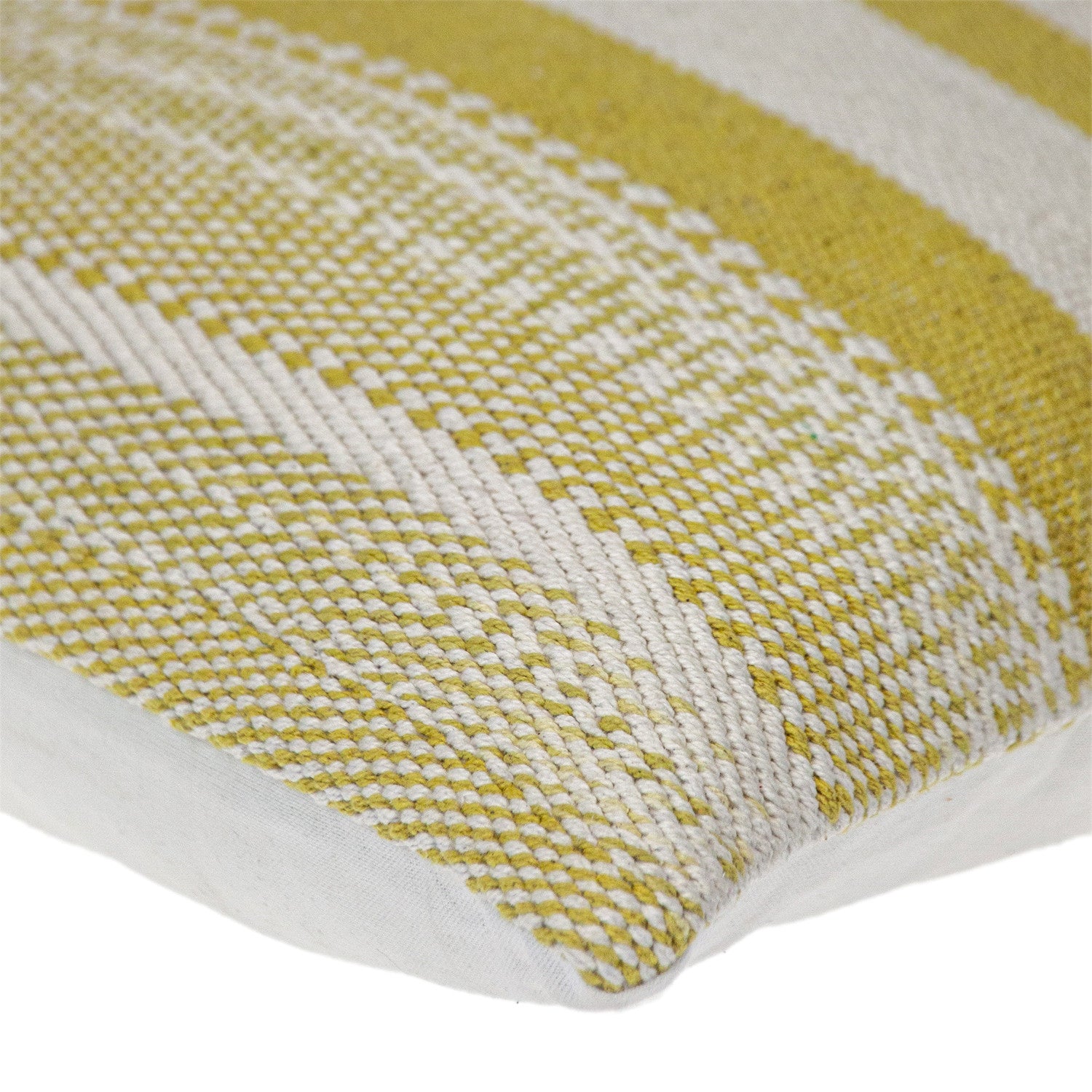 18" Yellow And White Striped Cotton Throw Pillow - Home & Garden
