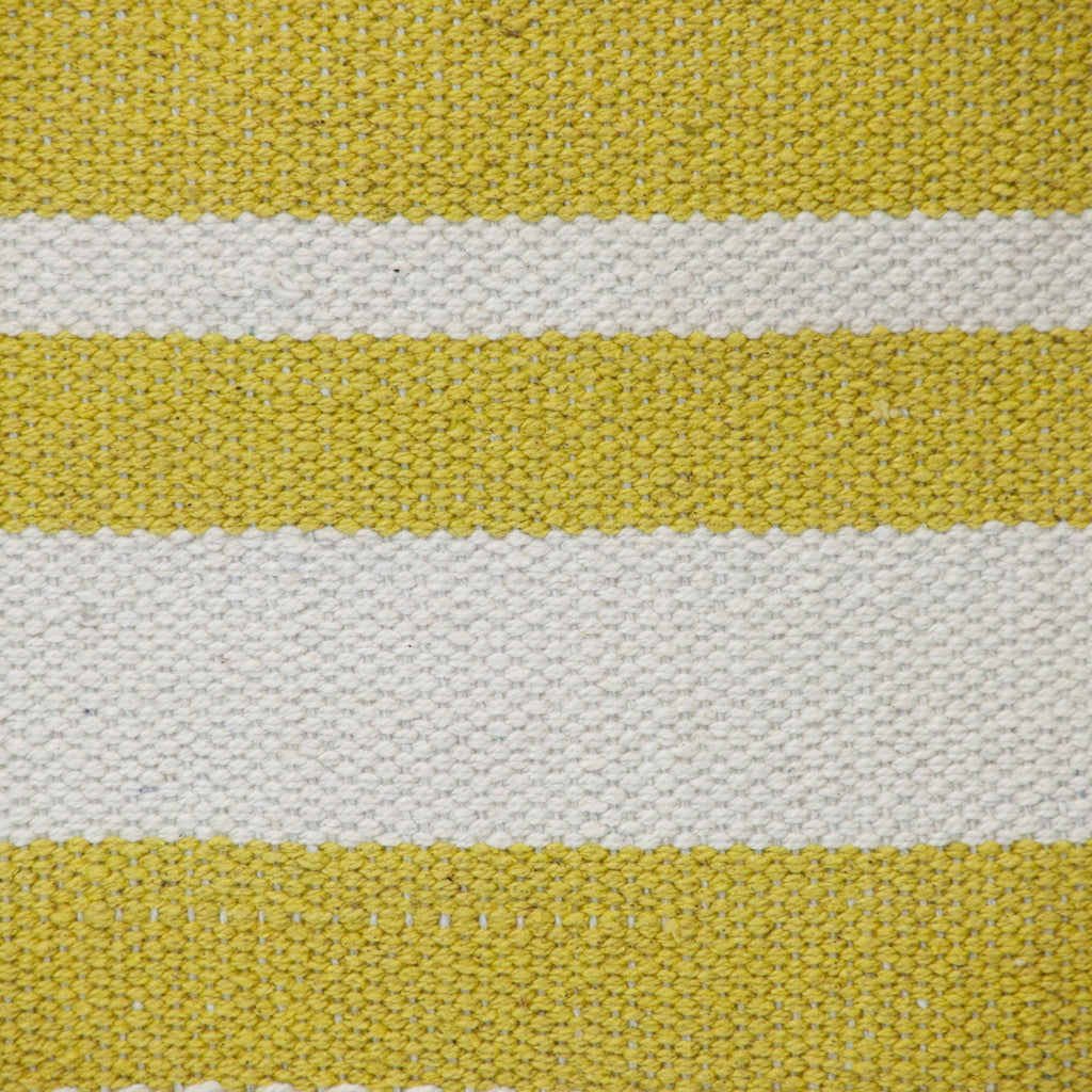 18" Yellow And White Striped Cotton Throw Pillow - Home & Garden