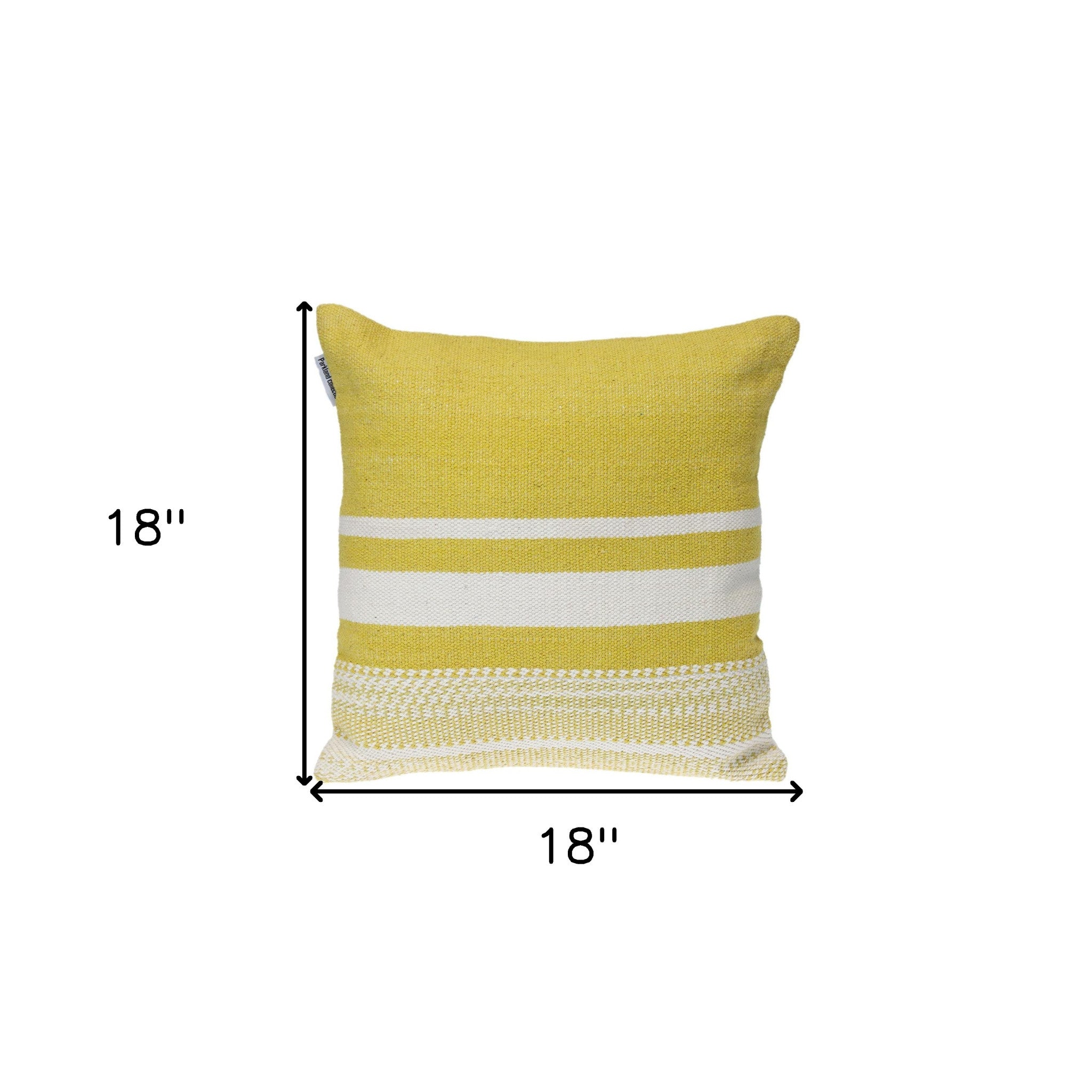 18" Yellow And White Striped Cotton Throw Pillow - Home & Garden