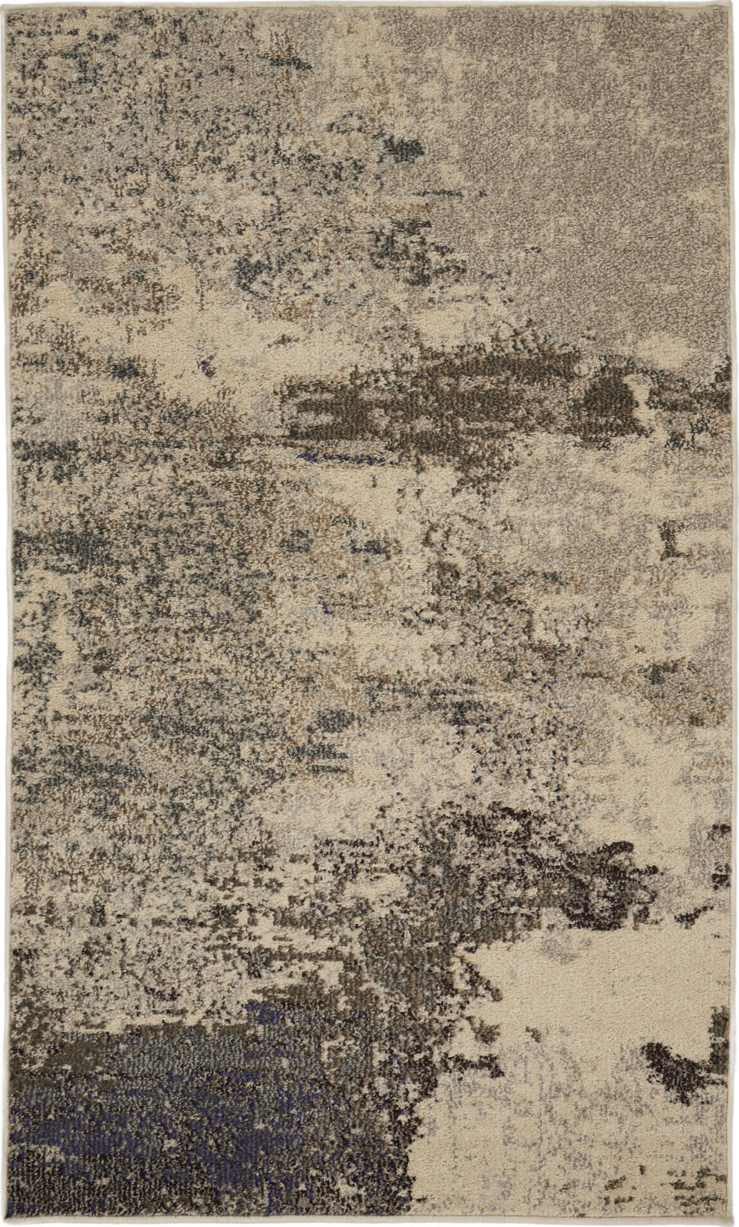 3' X 5' Ivory And Grey Abstract Power Loom Non Skid Area Rug - Home Decor