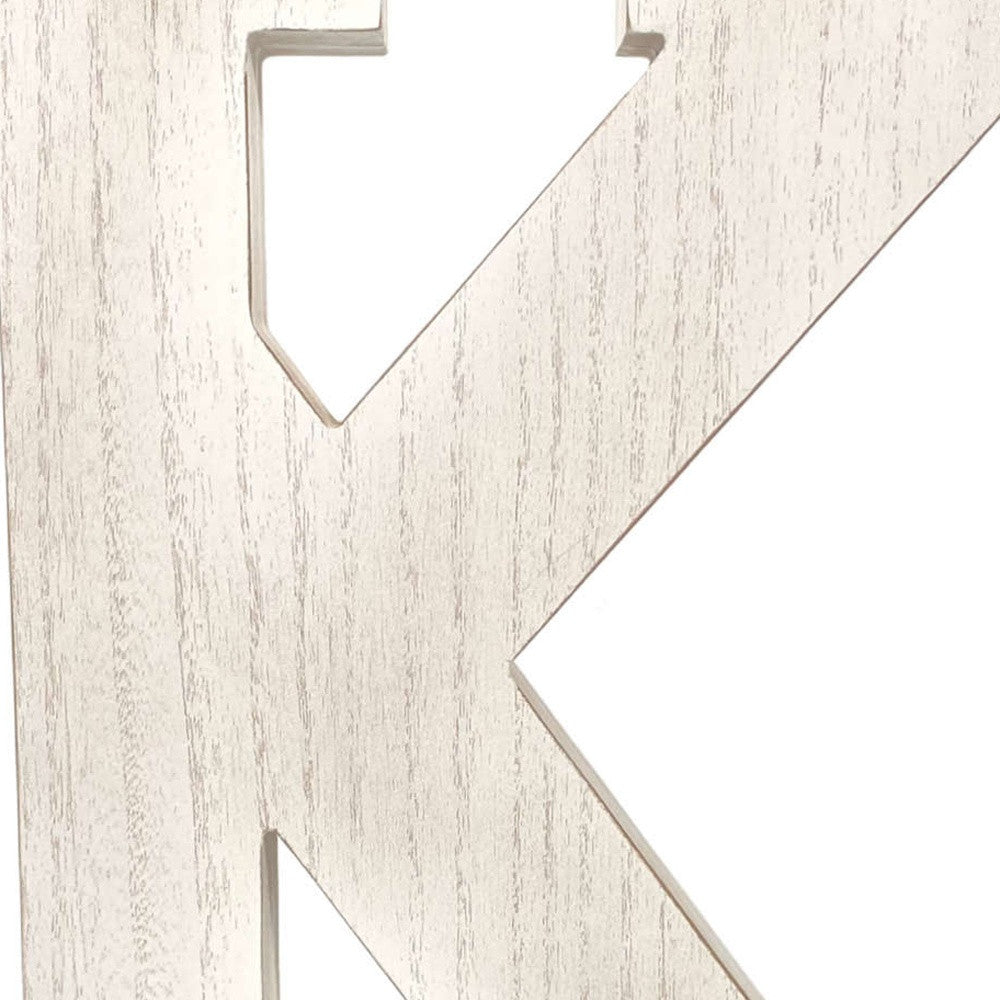 16" White Distressed Wood Letter K Tabletop Sculpture - Home Decor
