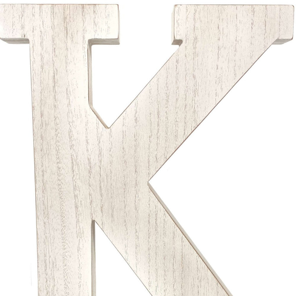 16" White Distressed Wood Letter K Tabletop Sculpture - Home Decor