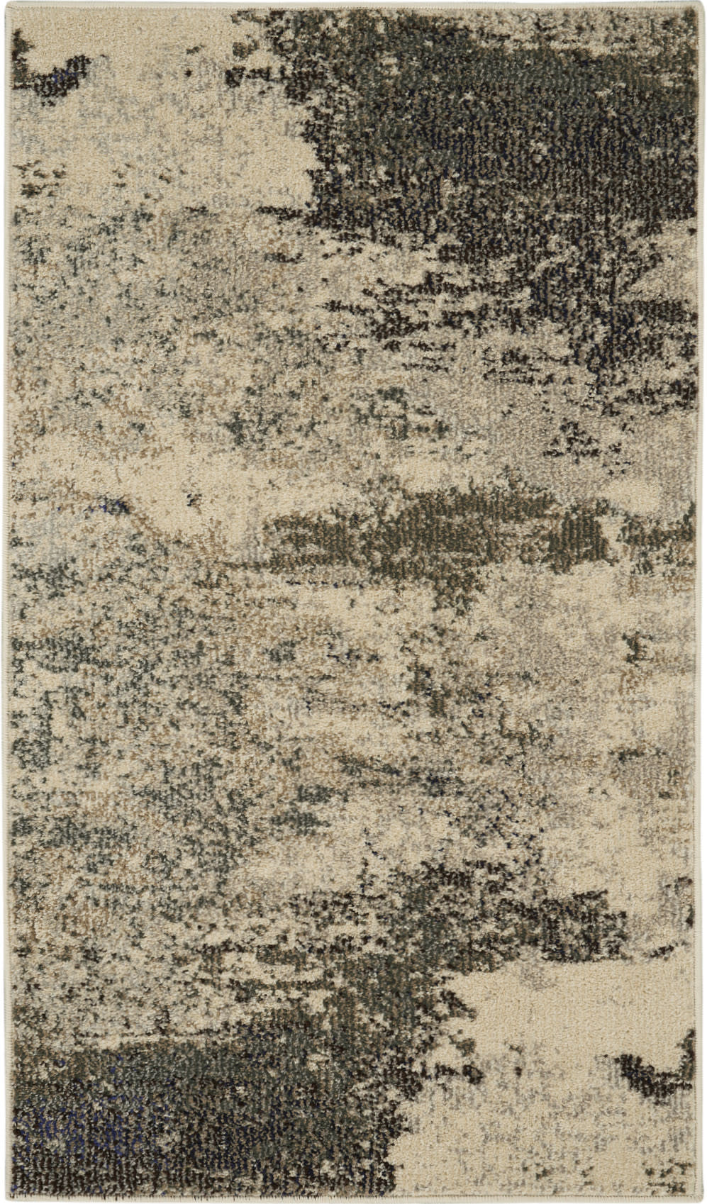 2' X 4' Ivory And Grey Abstract Power Loom Non Skid Area Rug - Home Decor