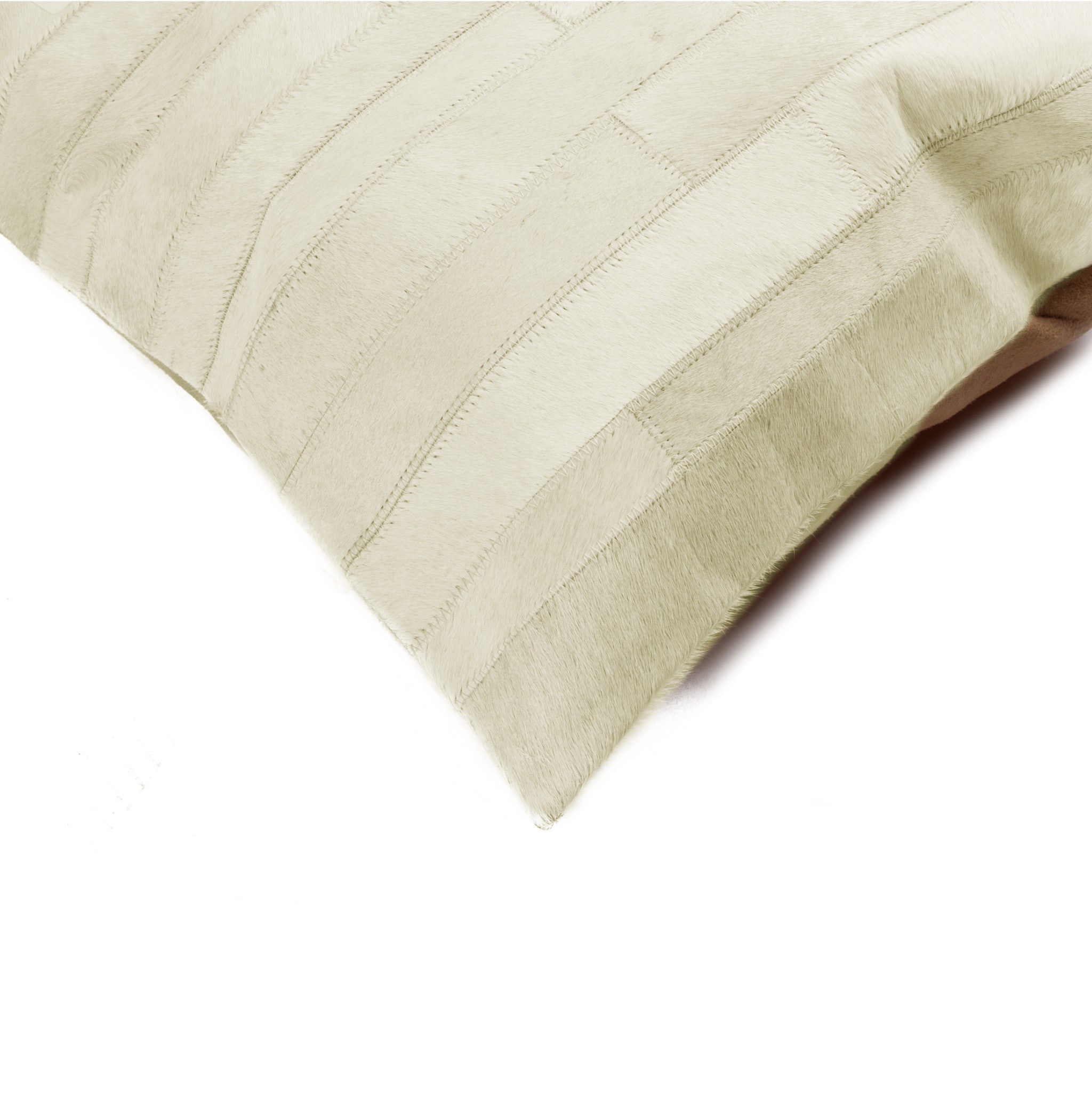 12" X 20" Off White Patchwork Cowhide Lumbar Throw Pillow - Home & Garden