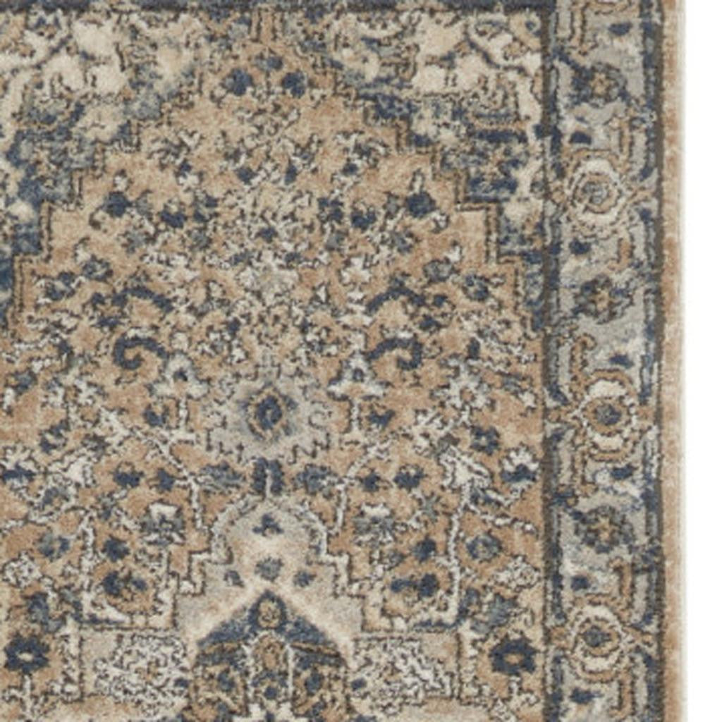 20' Beige And Gray Medallion Distressed Runner Rug - Home & Garden