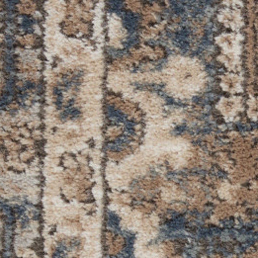 20' Beige And Gray Medallion Distressed Runner Rug - Home & Garden