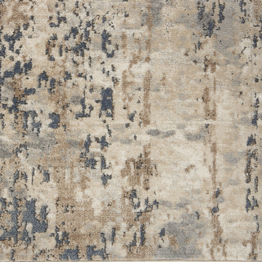 6' Beige And Gray Abstract Runner Rug - Home & Garden