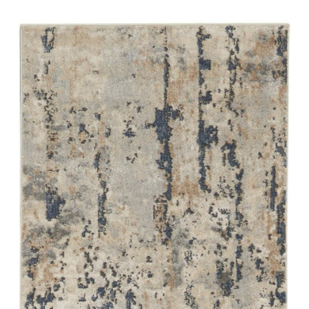6' Beige And Gray Abstract Runner Rug - Home & Garden