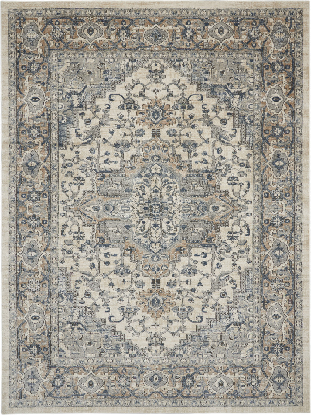 12' X 15' Ivory and Gray Medallion Power Loom Area Rug - Home & Garden