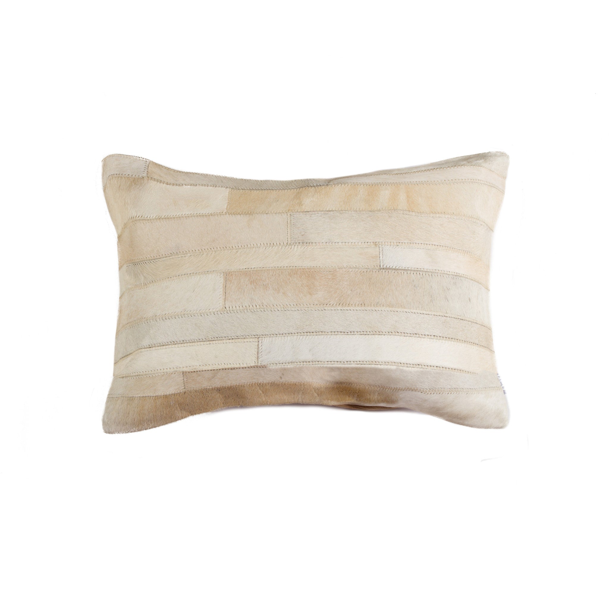 12" X 20" Natural Patchwork Cowhide Lumbar Throw Pillow - Home & Garden