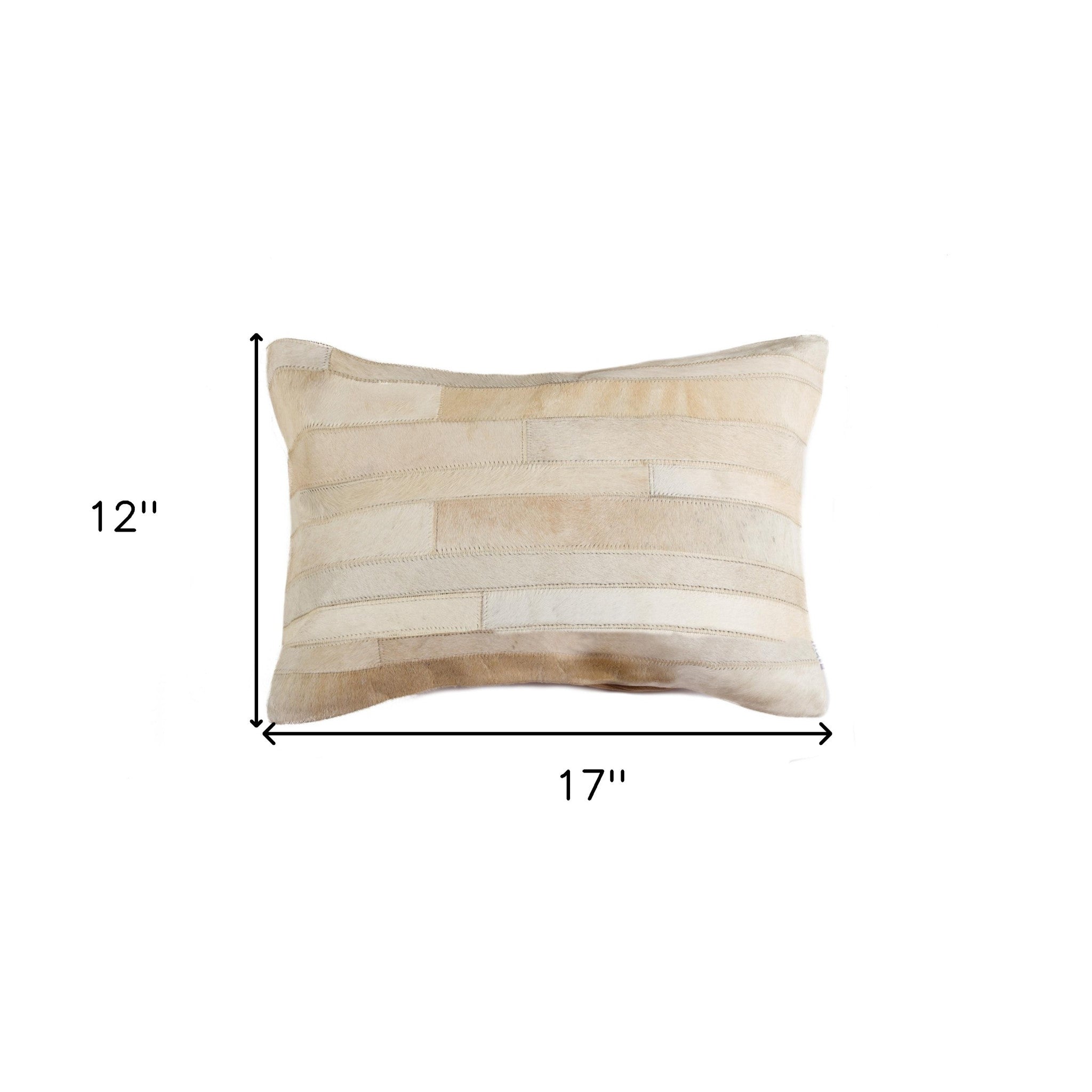 12" X 20" Natural Patchwork Cowhide Lumbar Throw Pillow - Home & Garden