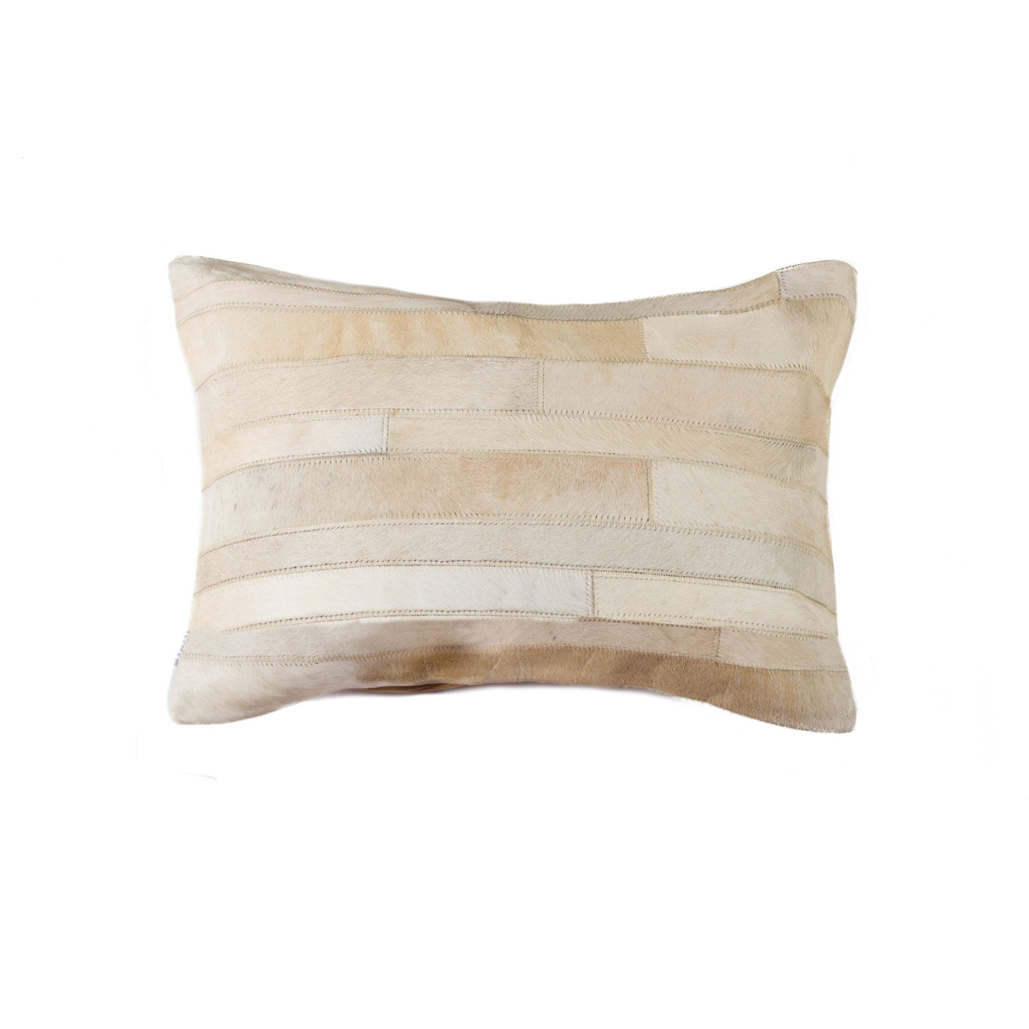 12" X 20" Natural Patchwork Cowhide Lumbar Throw Pillow - Home & Garden