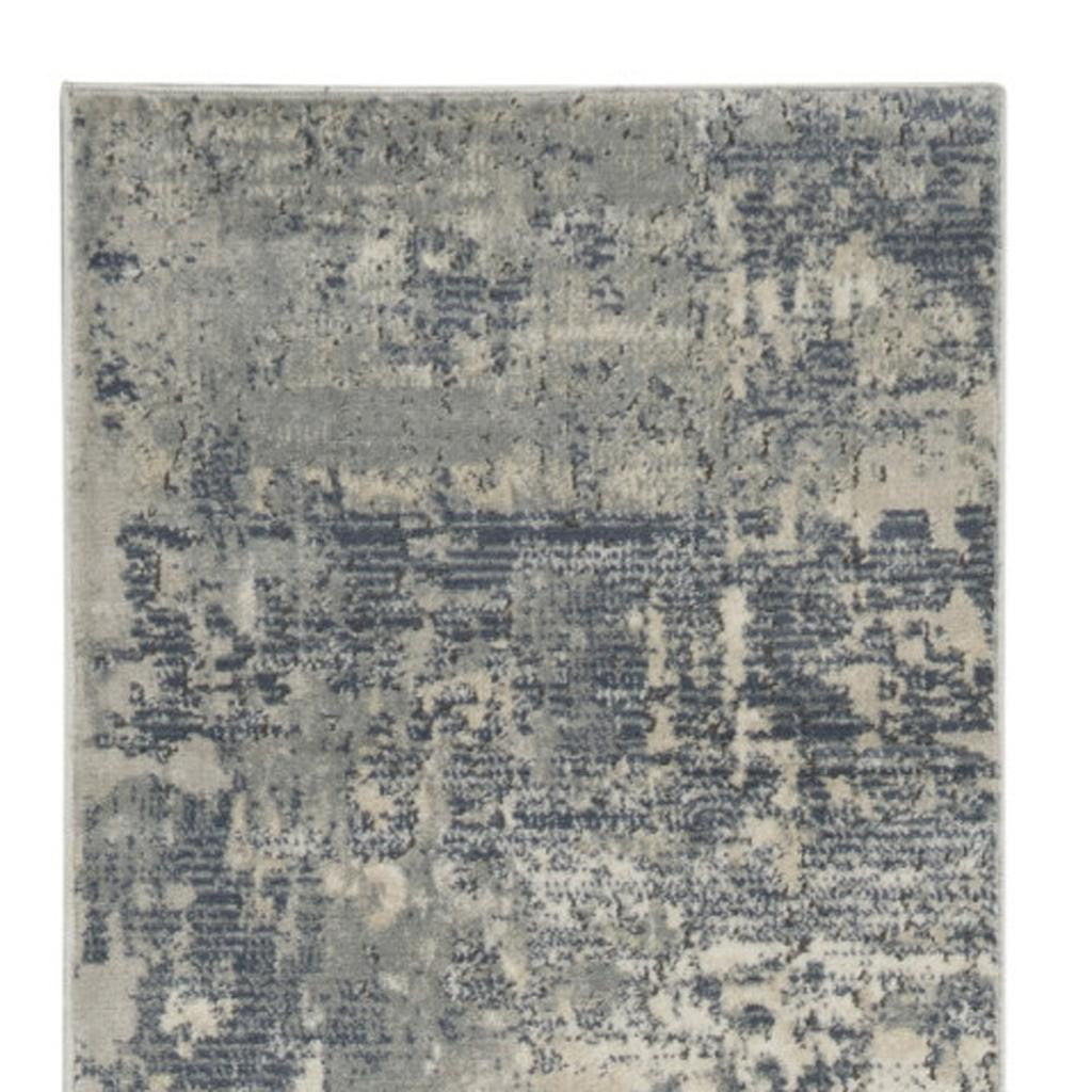 10' Beige And Gray Abstract Runner Rug - Home & Garden
