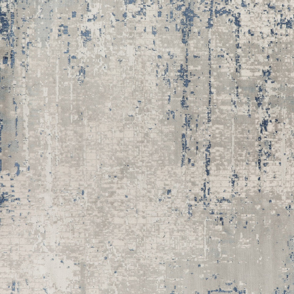 10' Gray and Ivory Square Abstract Power Loom Area Rug - Home & Garden