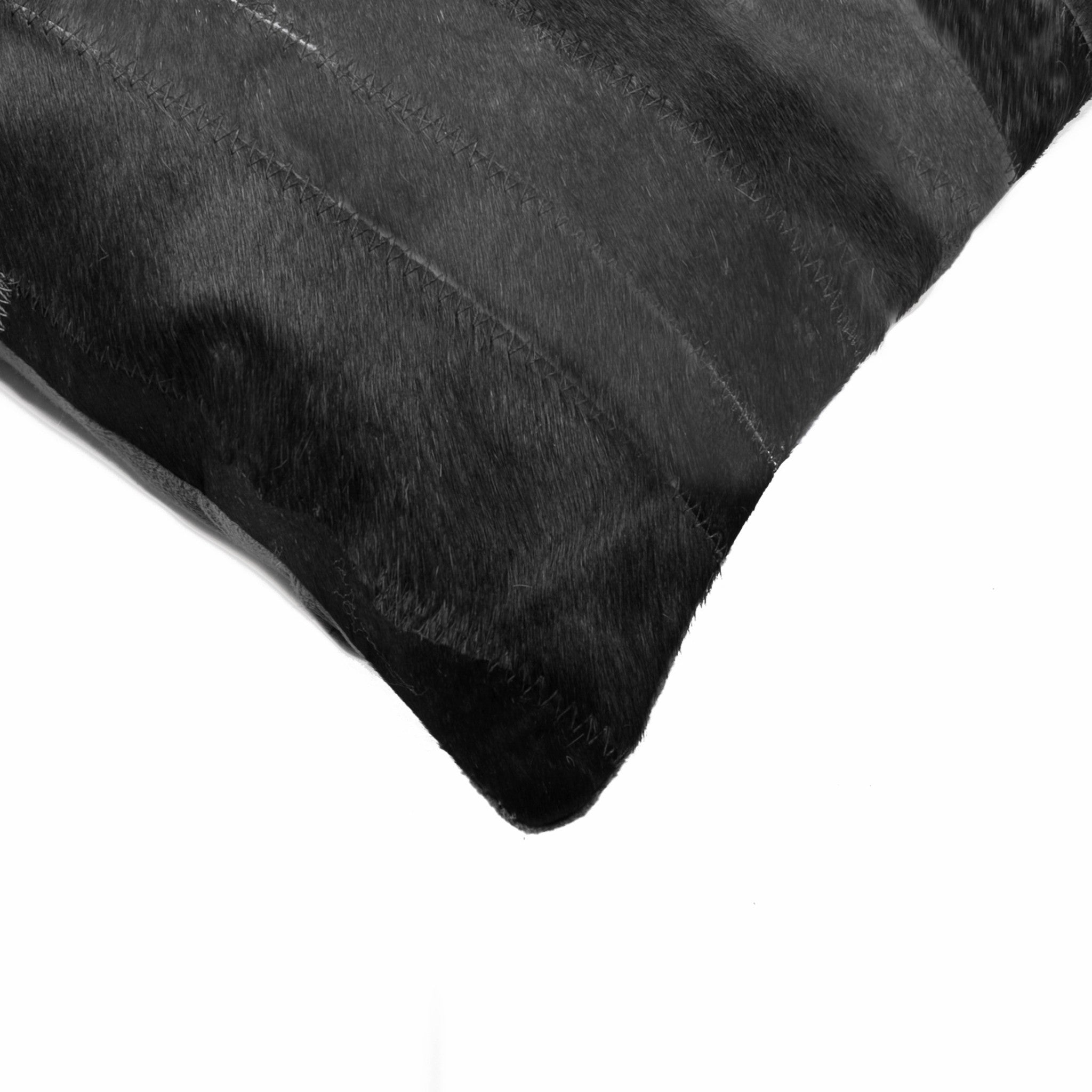 12" X 20" Black Patchwork Cowhide Lumbar Throw Pillow - Home & Garden