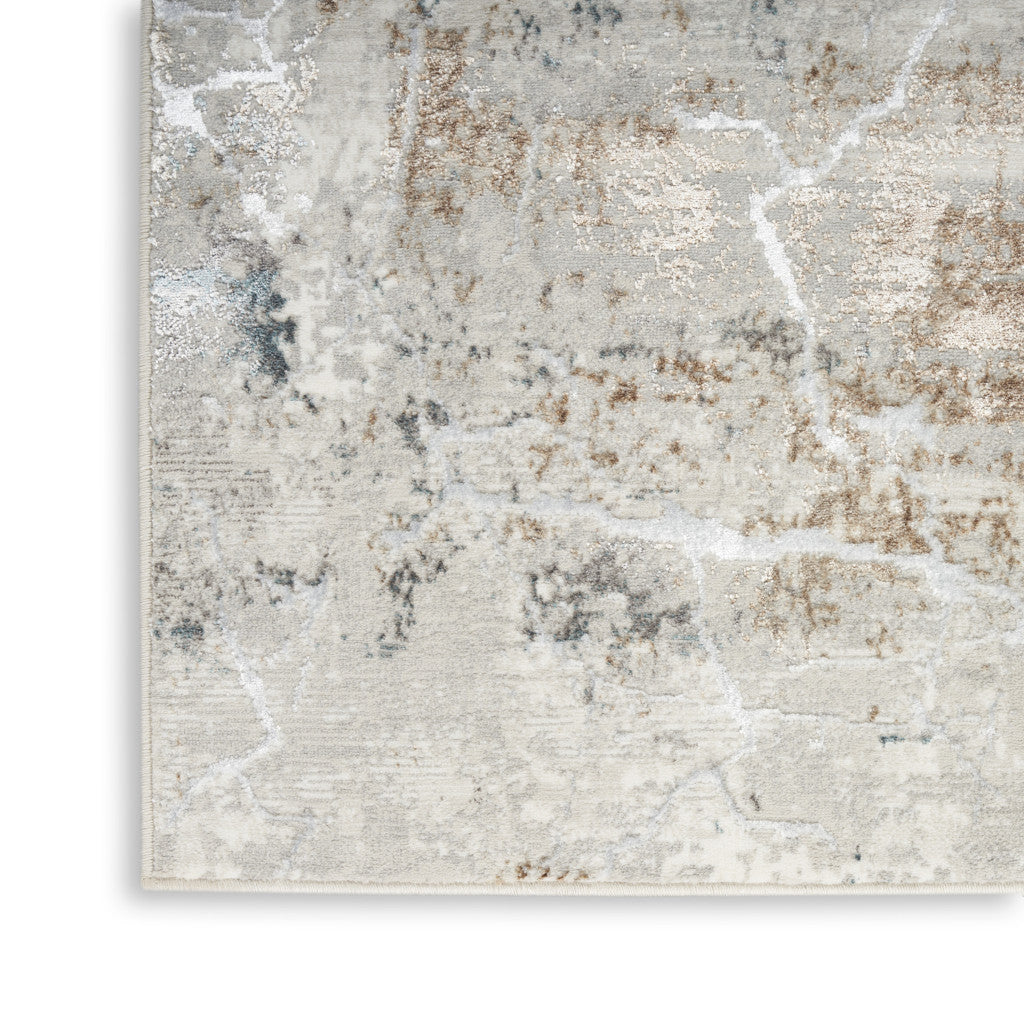 5' X 7' Ivory Gray and Brown Abstract Non Skid Area Rug - Home & Garden