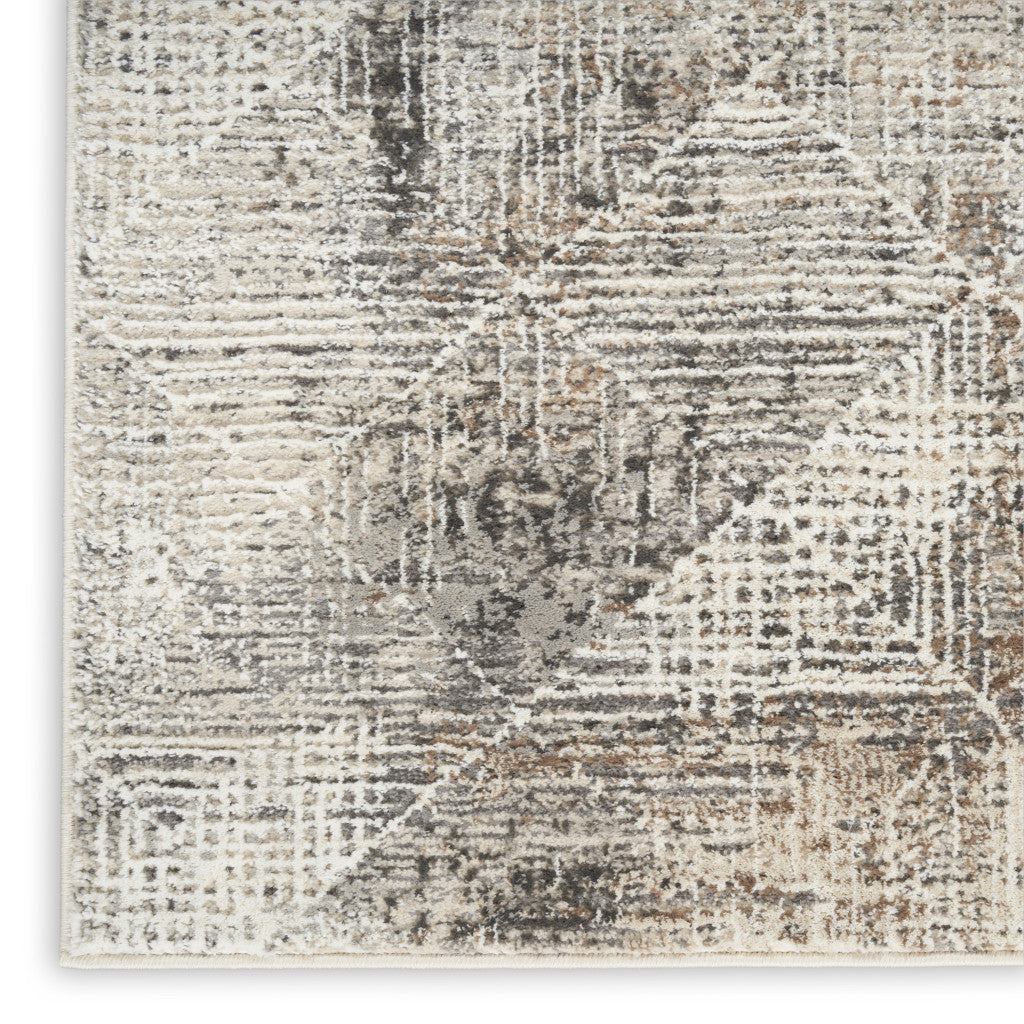 5' X 7' Ivory and Gray Abstract Non Skid Area Rug - Home & Garden