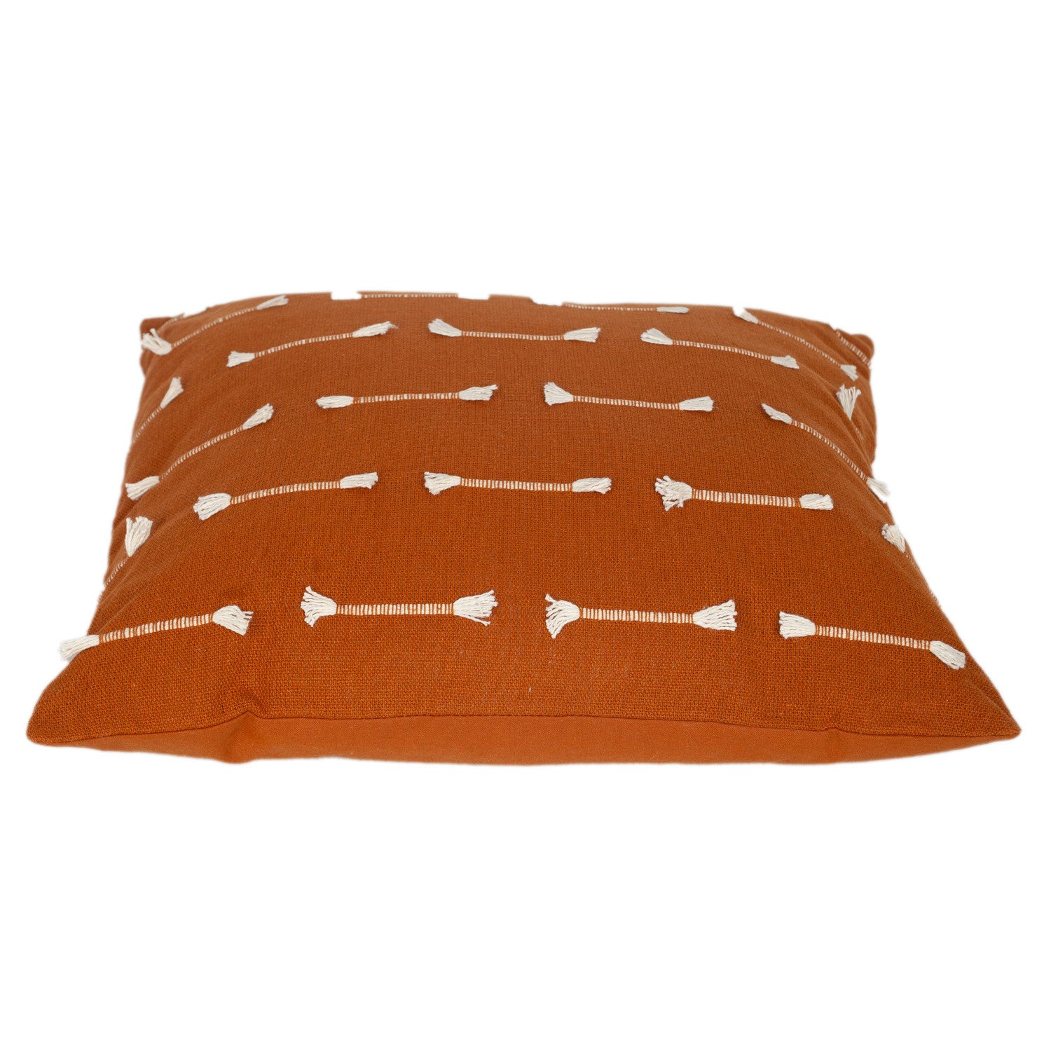 18" Terra Cotta Striped Cotton Throw Pillow With Texture - Home & Garden