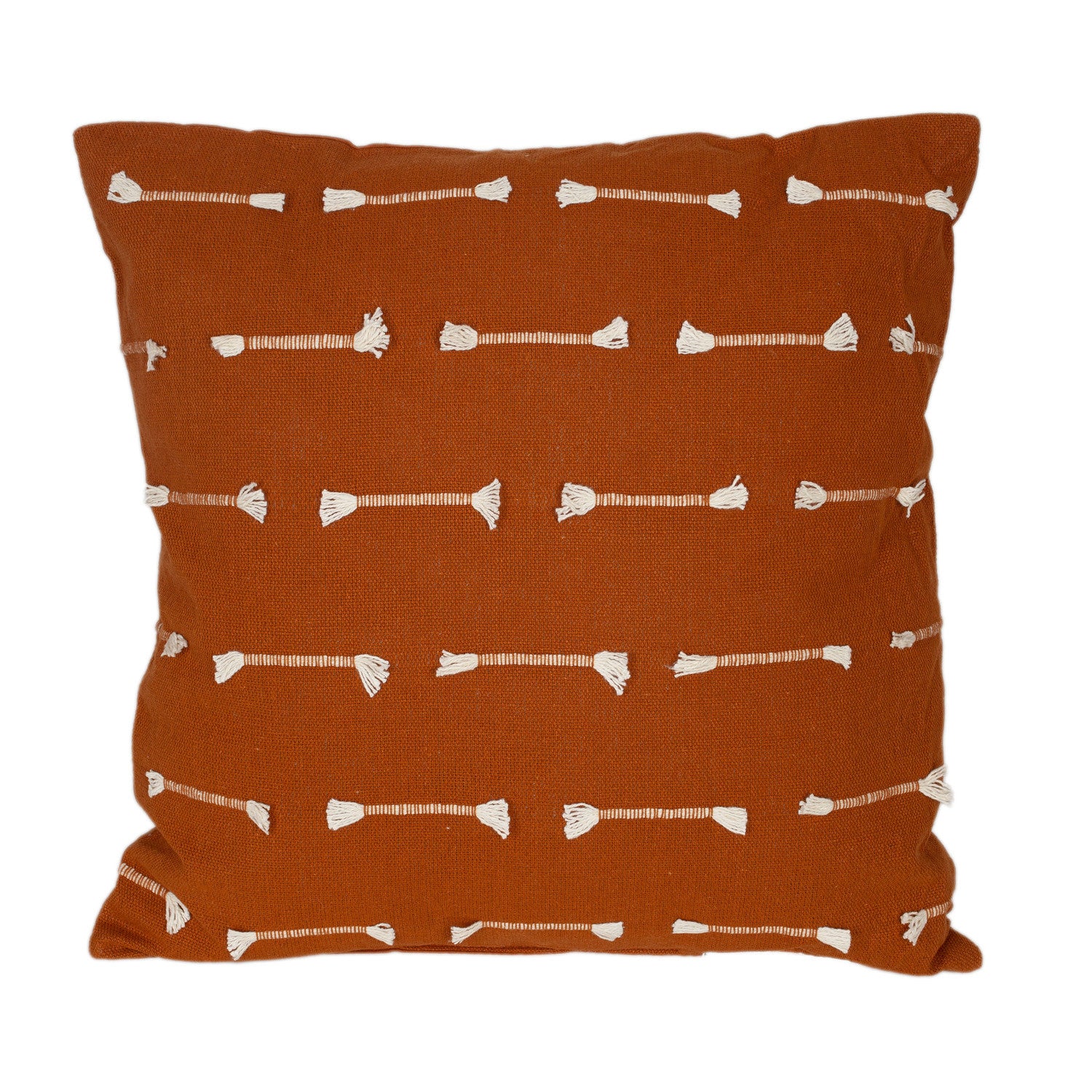 18" Terra Cotta Striped Cotton Throw Pillow With Texture - Home & Garden