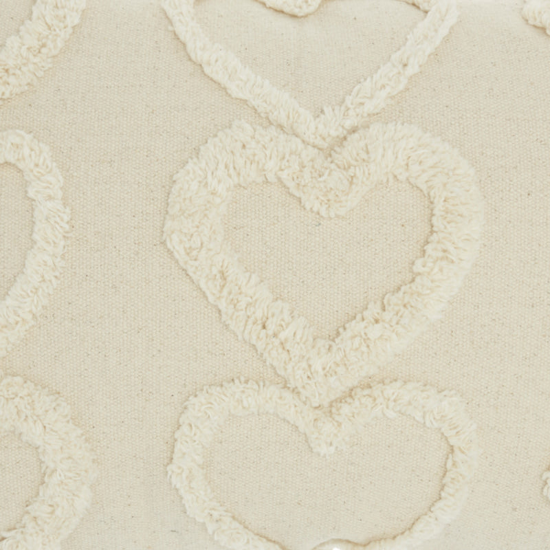 14" X 20" Off White Cotton Heart Throw Pillow - Home Decor