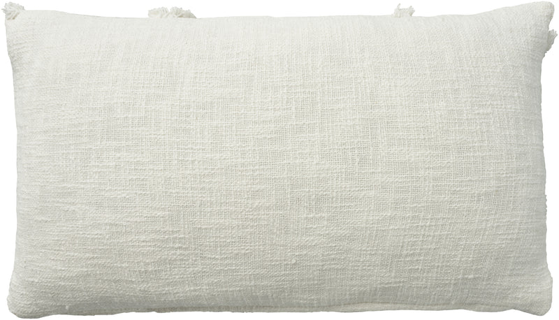 White Abstract  Shaggy Detail Lumbar Pillow - Home Decor