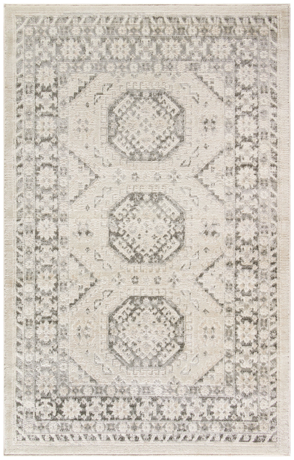 5' X 7' Ivory Blue and Gray Geometric Non Skid Area Rug - Home & Garden