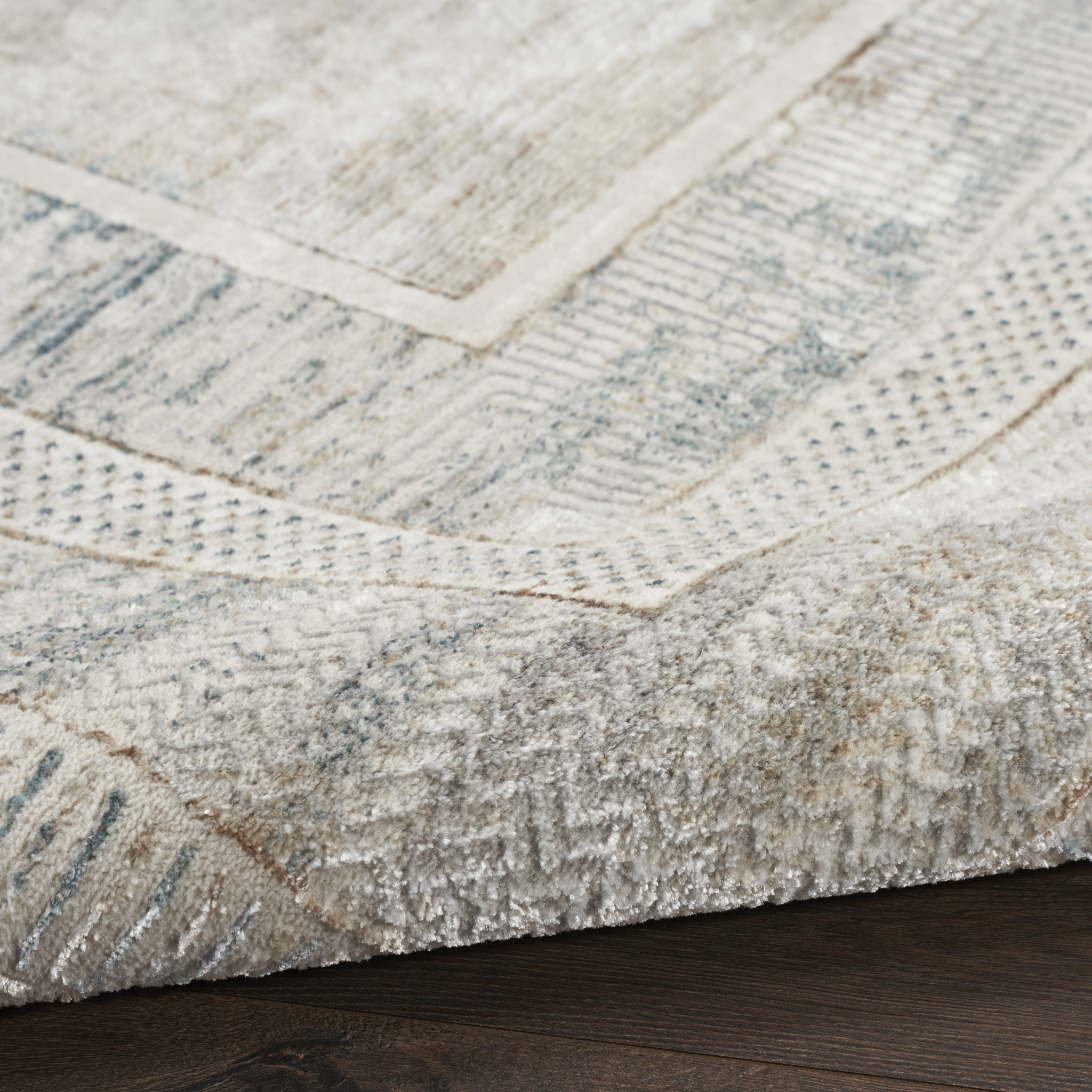 5' X 7' Ivory Blue and Gray Geometric Non Skid Area Rug - Home & Garden