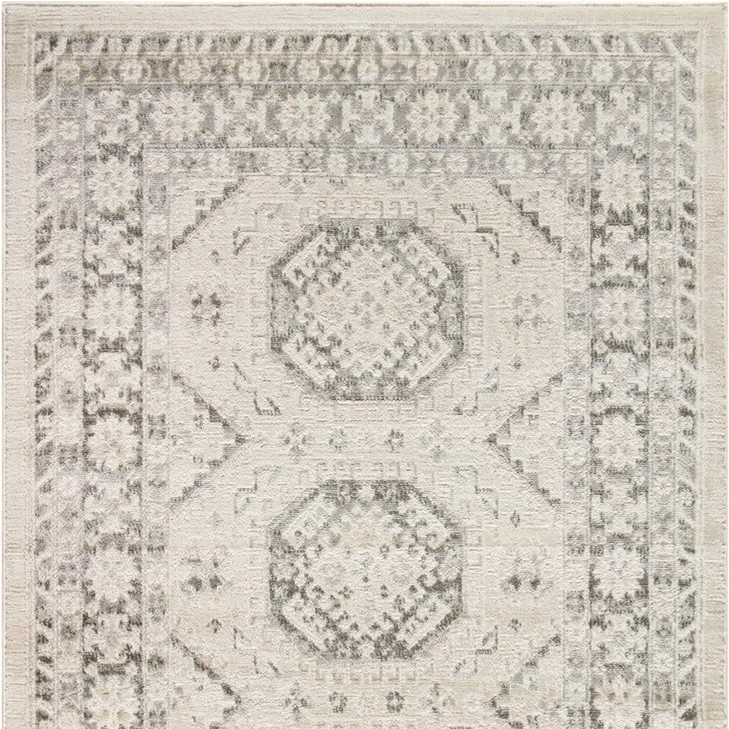 5' X 7' Ivory Blue and Gray Geometric Non Skid Area Rug - Home & Garden