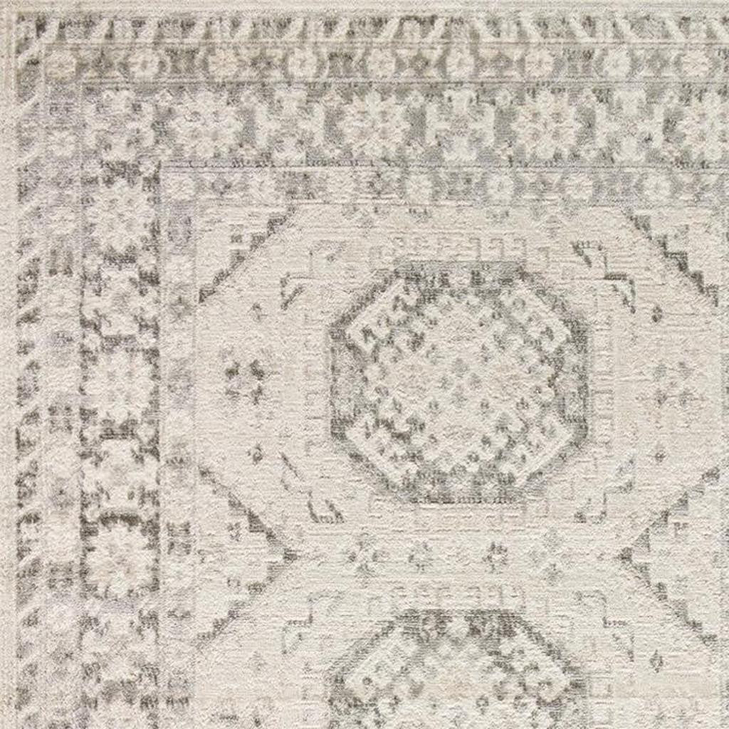 5' X 7' Ivory Blue and Gray Geometric Non Skid Area Rug - Home & Garden